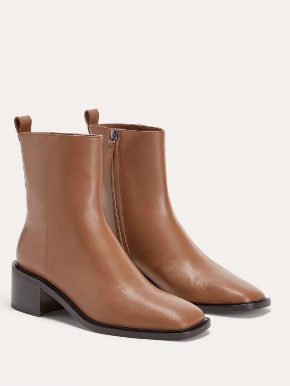Everlane Brown Leather Mid-Heel Ankle Booties